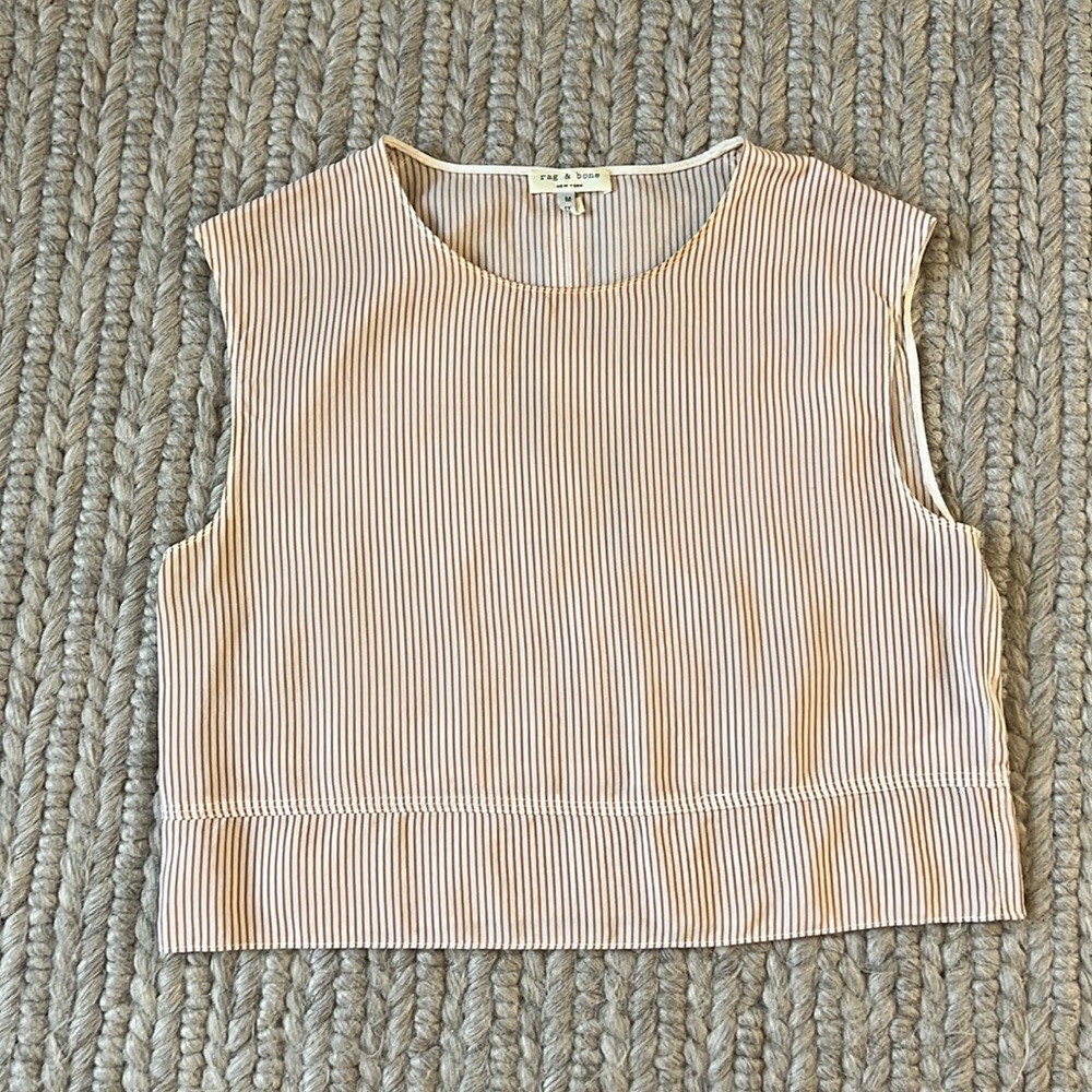 Peach and cream Rag and Bone silk crop top